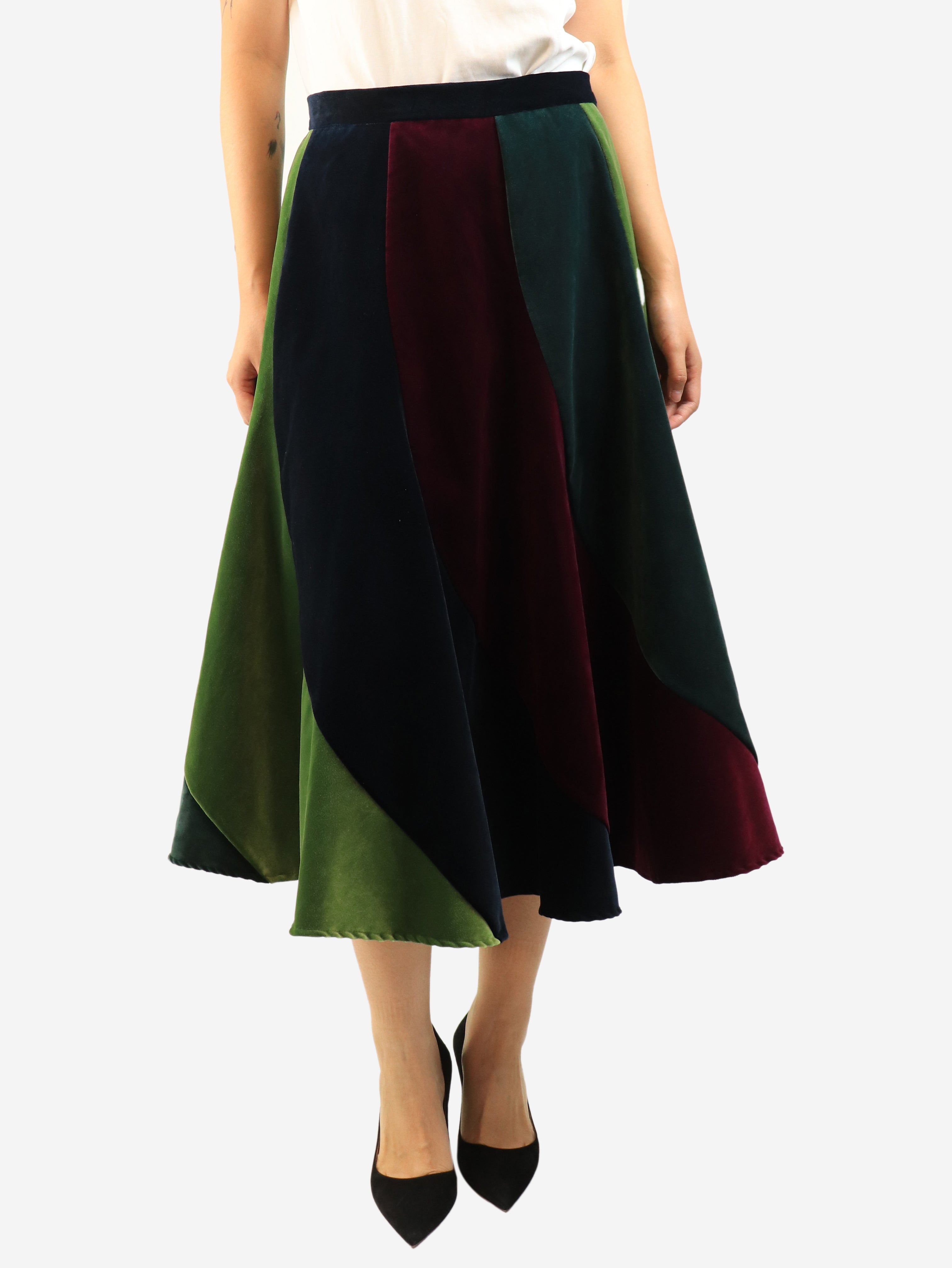 Multicolour velvet midi skirt - size L
