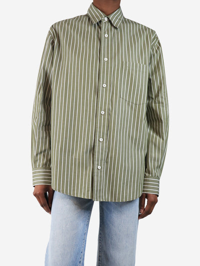 Sage button-up striped shirt - size UK 8 Tops Matteau 