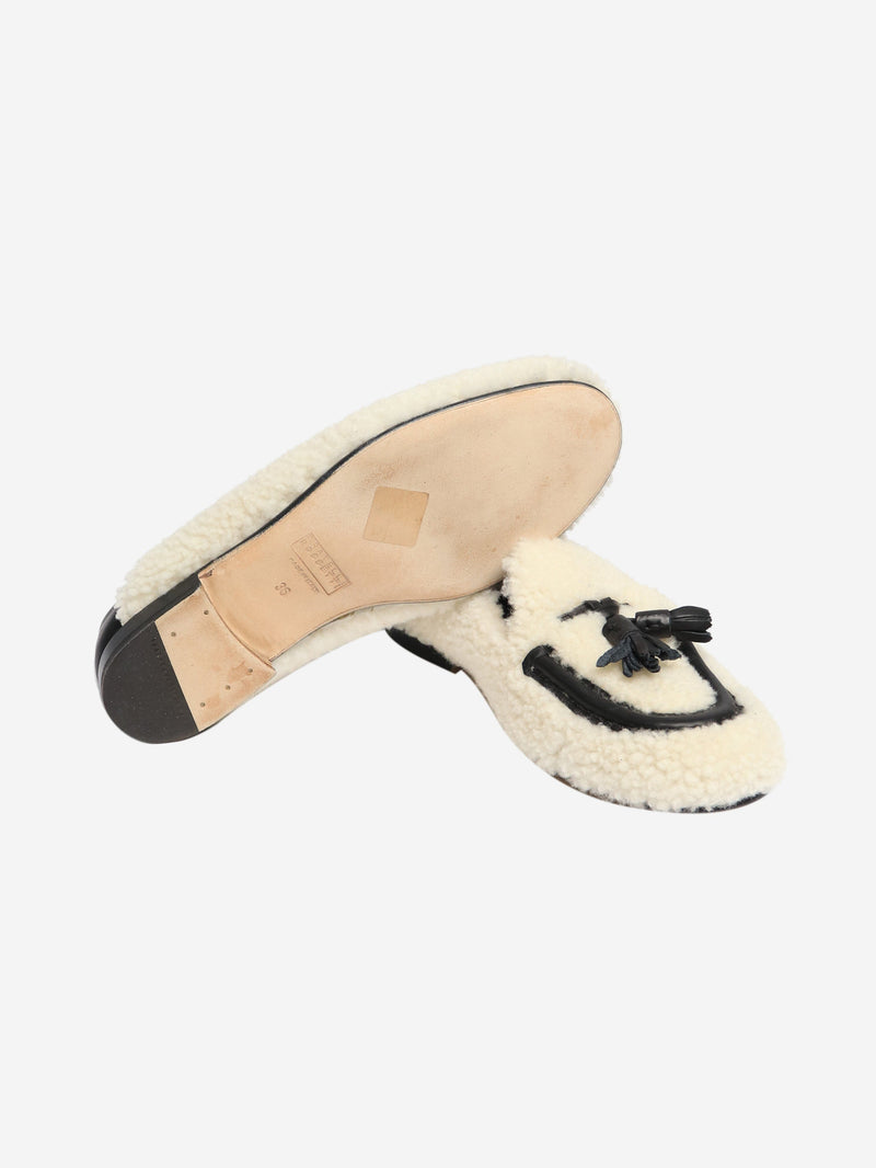 Black and ivory sheepskin loafers - size EU 36 Flat Shoes Fratelli Rossetti 