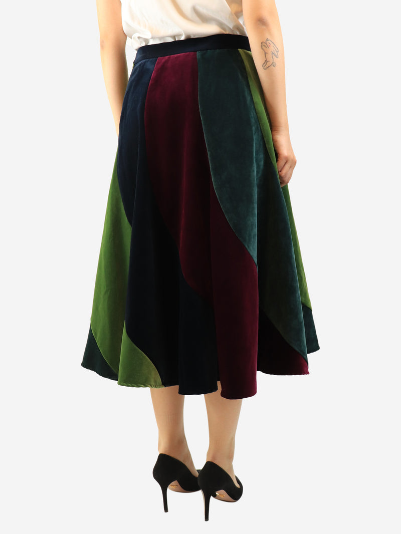 Multicolour velvet midi skirt - size L