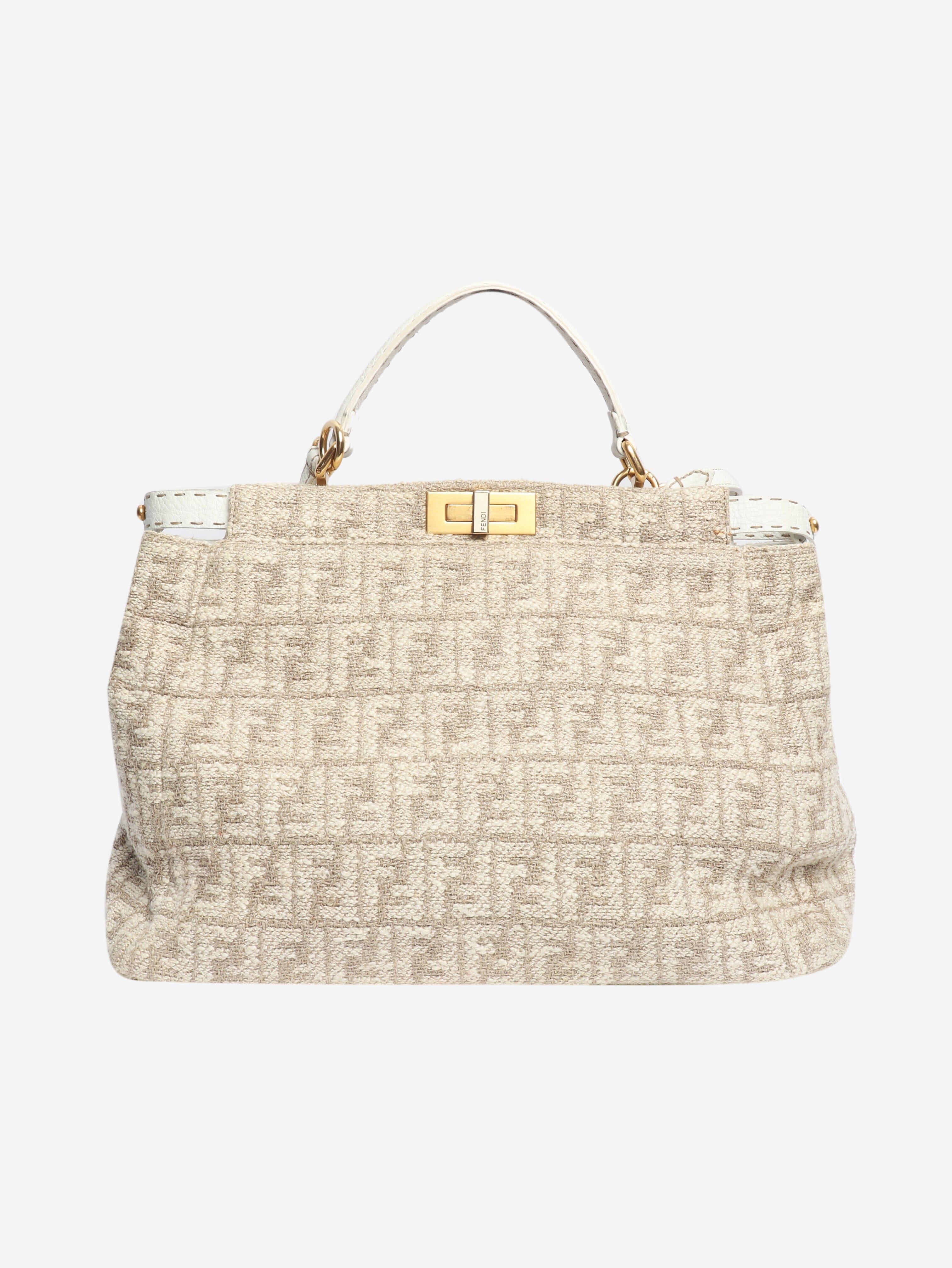 Neutral Peekaboo tweed shoulder bag Shoulder bags Fendi 