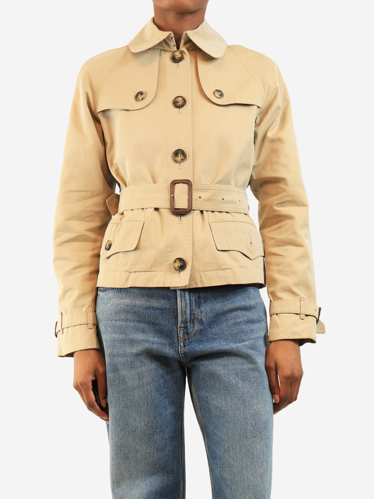 Neutral cropped belted jacket - size XS Coats & Jackets Burberry 