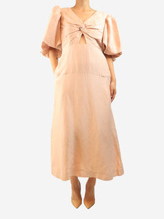 Pink puff-sleeved midi dress - size UK 14 Dresses Aje 