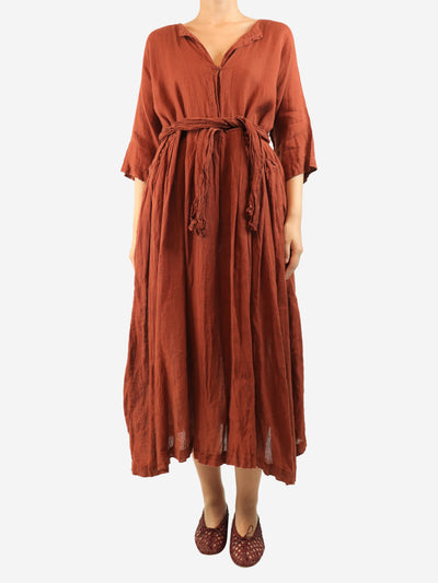 Rust linen maxi dress - One size Dresses Daniela Gregis 