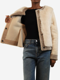 Cream shearling jacket - size UK 8