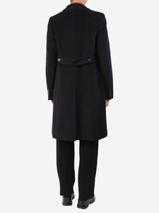 Max Mara Studio Black wool long notched lapel coat - size UK 12