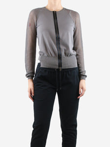 Marni Grey mesh zip-up cardigan - size UK 8