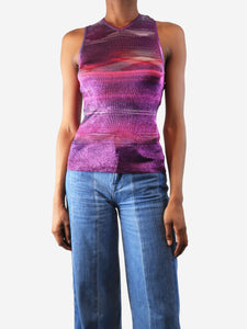 Missoni Purple lurex striped vest - size UK 6