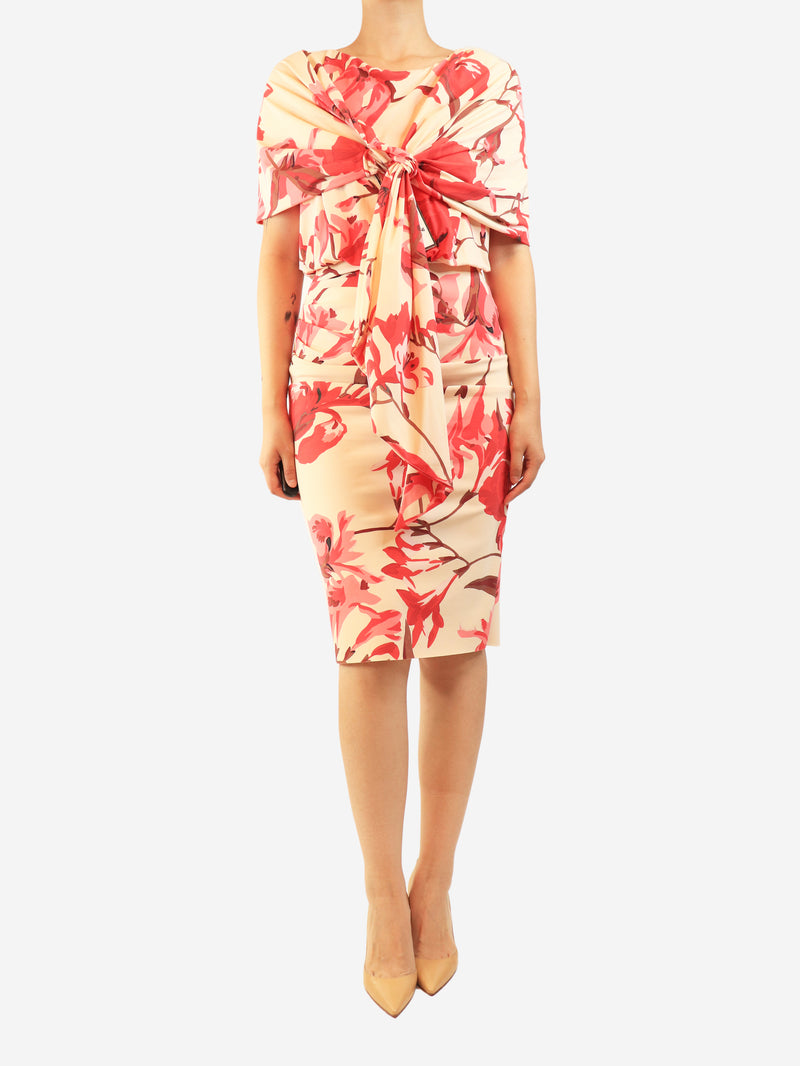 Pink Ivona floral printed midi dress - size UK 10