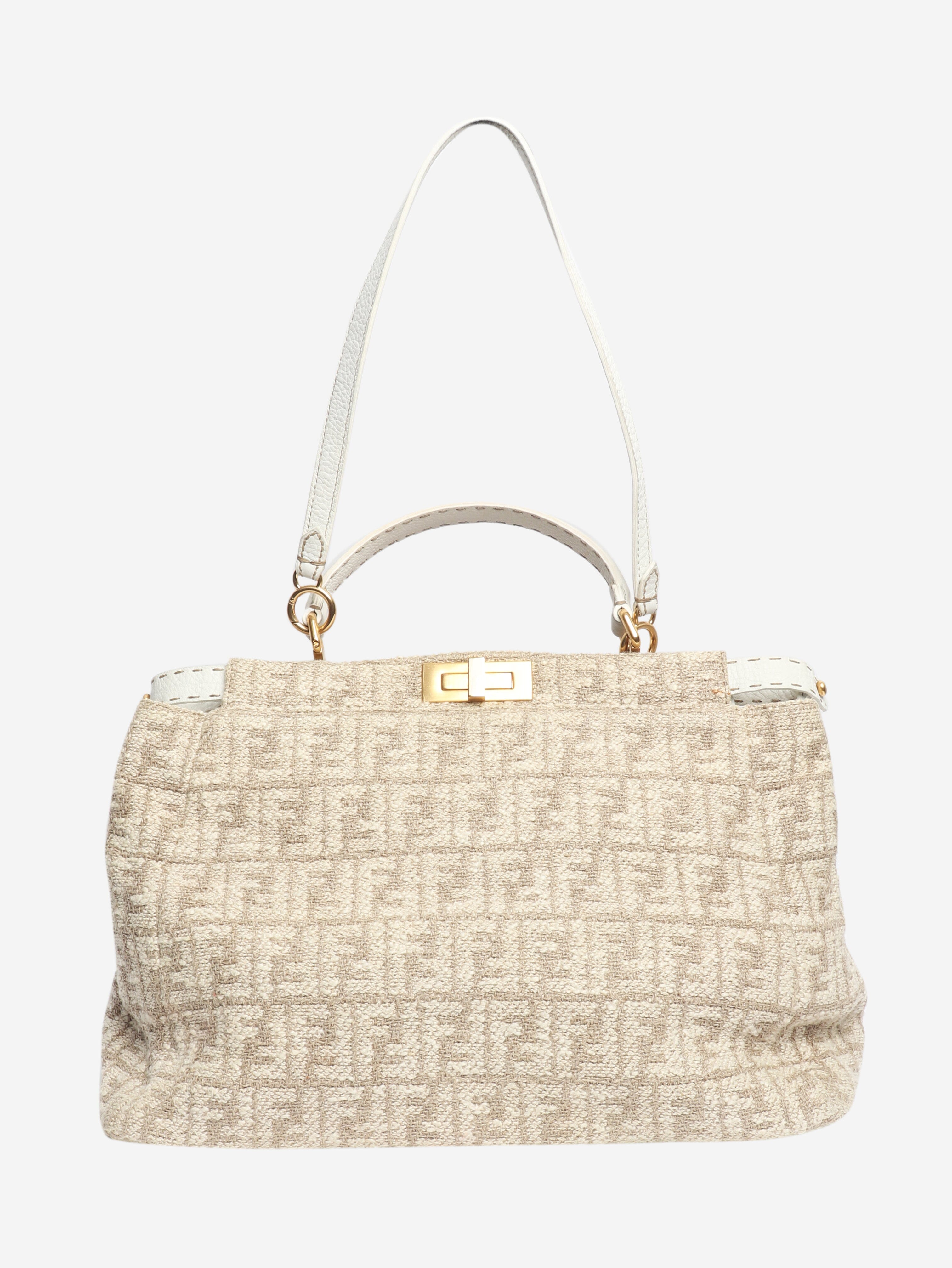 Neutral Peekaboo tweed shoulder bag Shoulder bags Fendi 