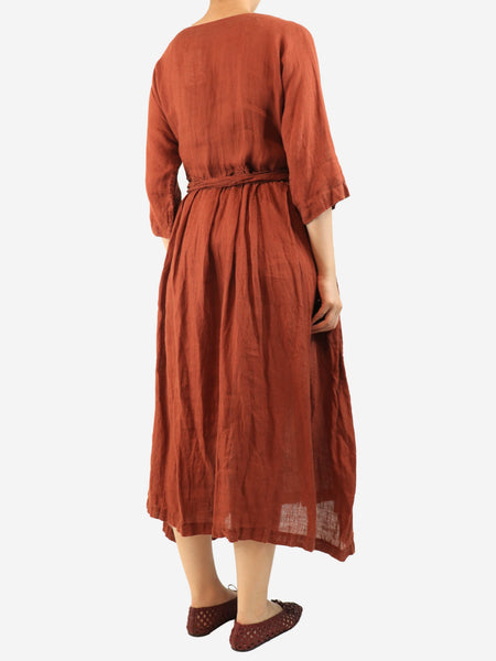 Rust linen maxi dress - One size alternate image
