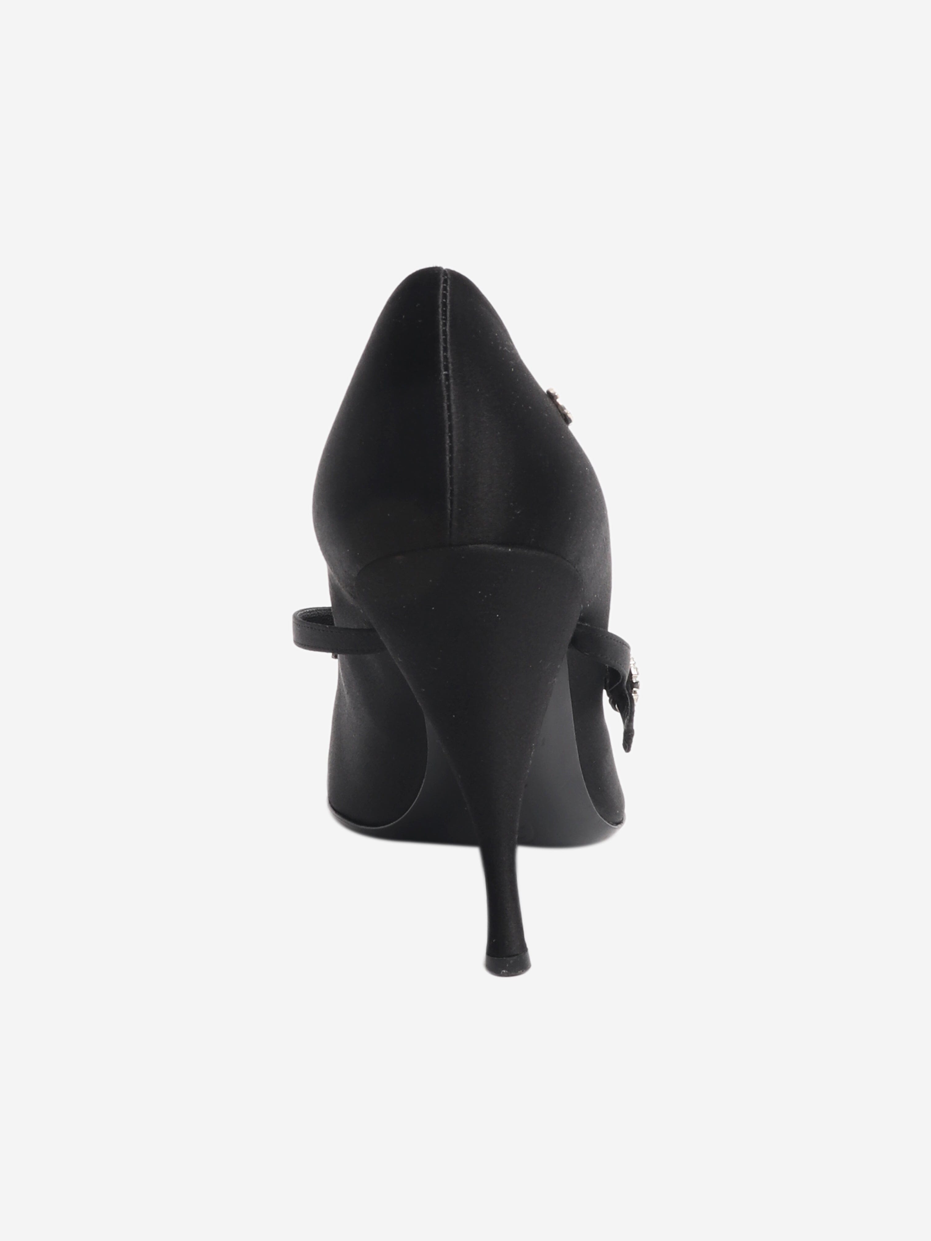 Black satin embellished pumps - size EU 37.5 Heels Chanel 