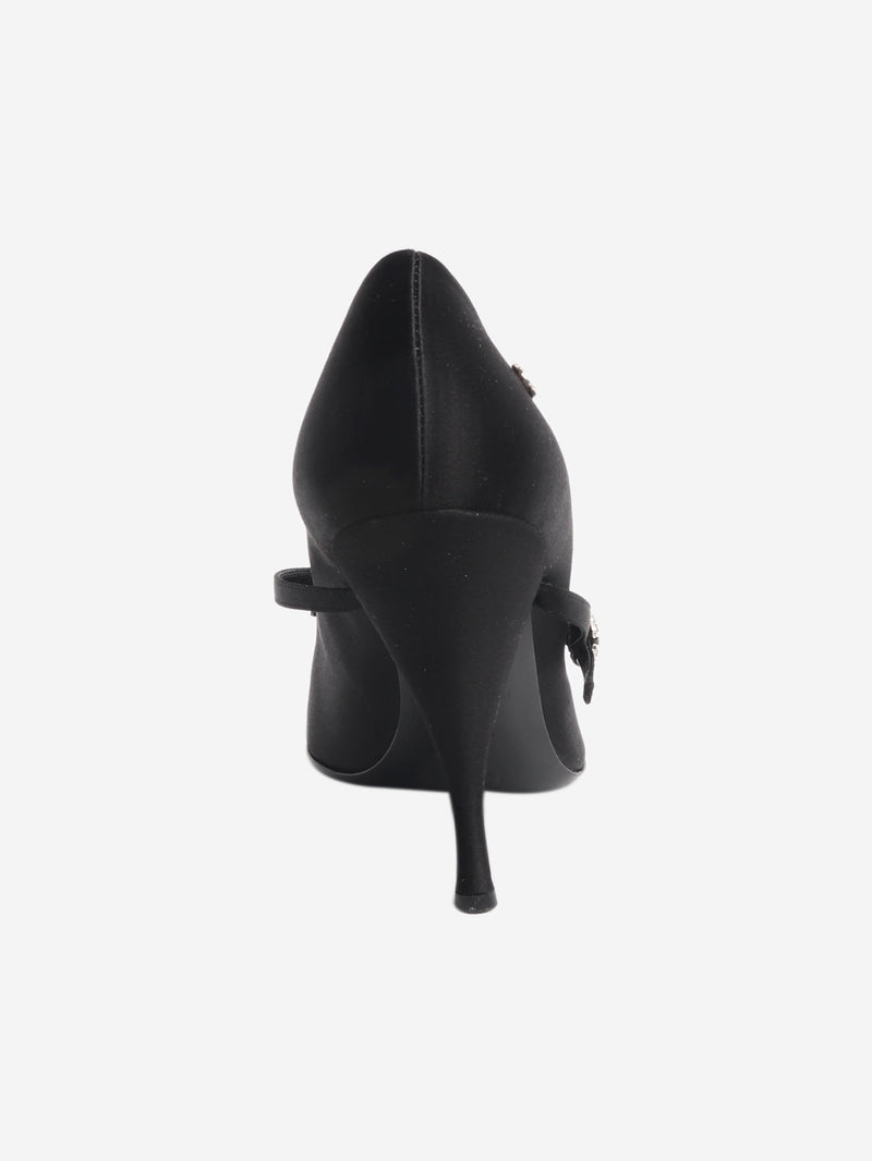 Black satin embellished pumps - size EU 37.5 Heels Chanel 