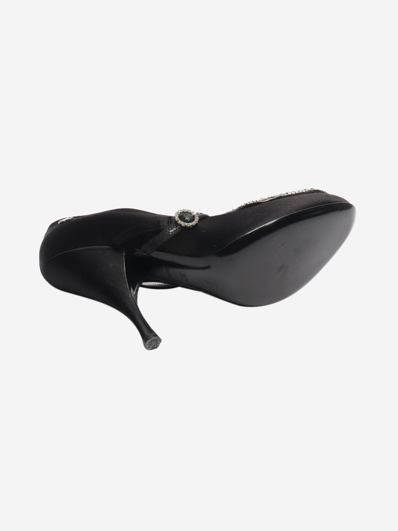 Black satin embellished pumps - size EU 37.5