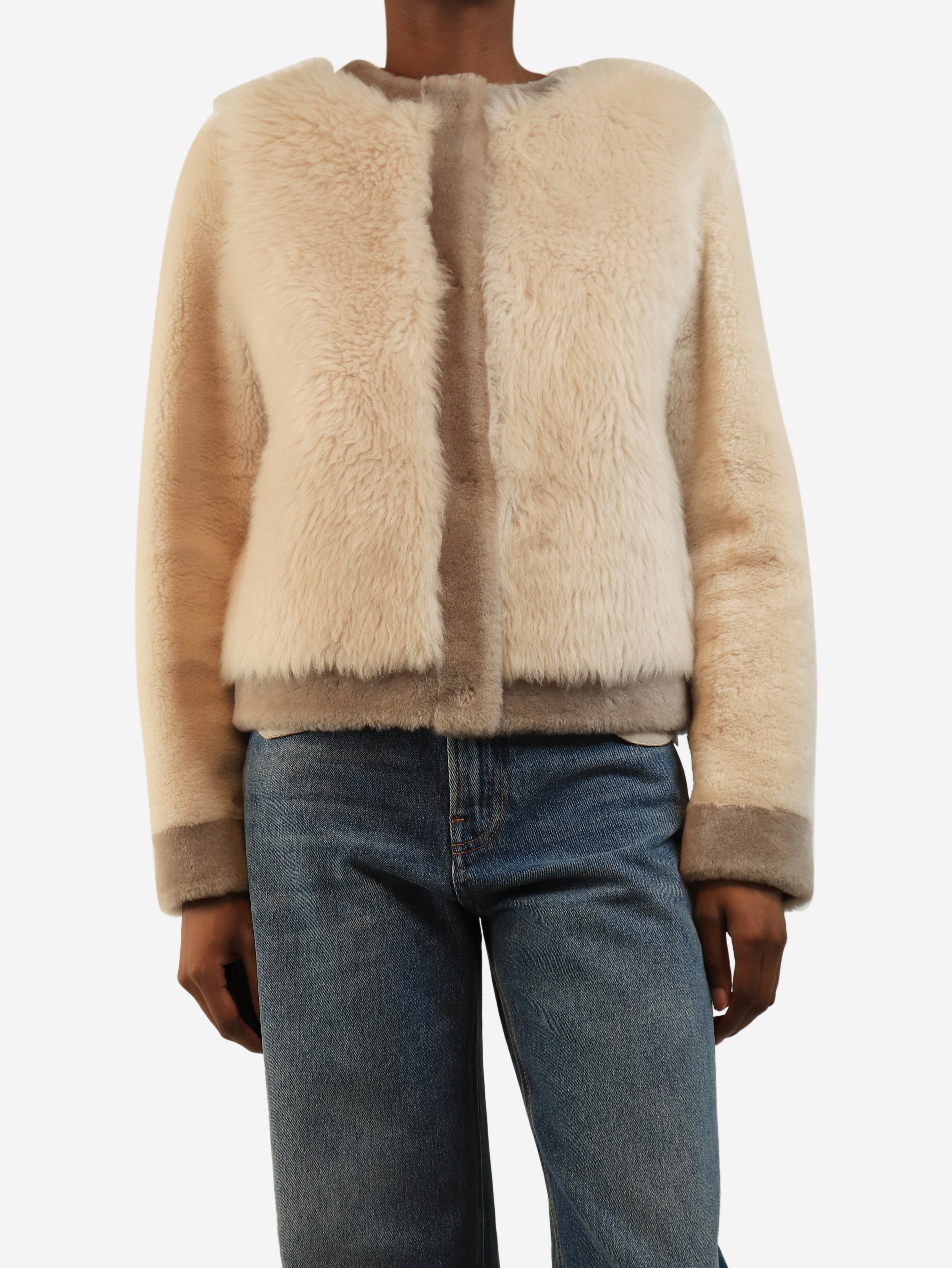 Cream shearling jacket - size UK 8