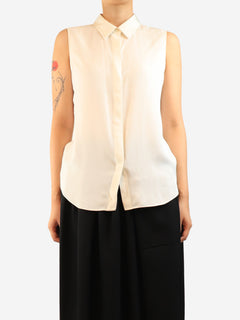 Cream silk sleeveless blouse - size M