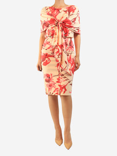 Pink Ivona floral printed midi dress - size UK 10