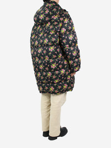 Gucci Black floral hooded puffer coat - size IT 42