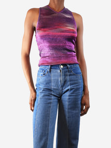 Missoni Purple lurex striped vest - size UK 6