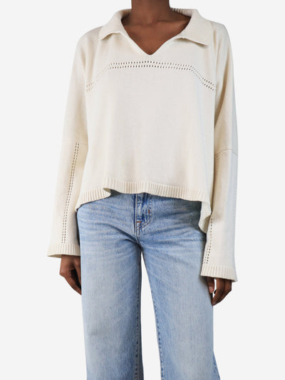 Cream slouchy knit cropped jumper - size S Knitwear Loewe 