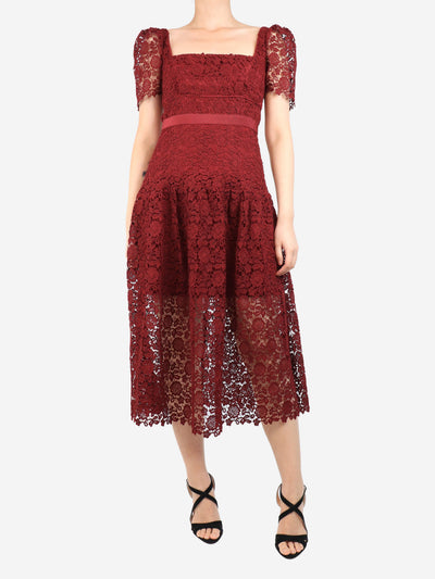 Burgundy guipure lace midi dress - UK 8 Dresses self-portrait 