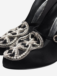 Black satin embellished pumps - size EU 37.5