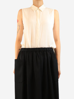 Cream silk sleeveless blouse - size M