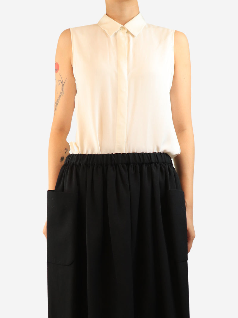 Cream silk sleeveless blouse - size M