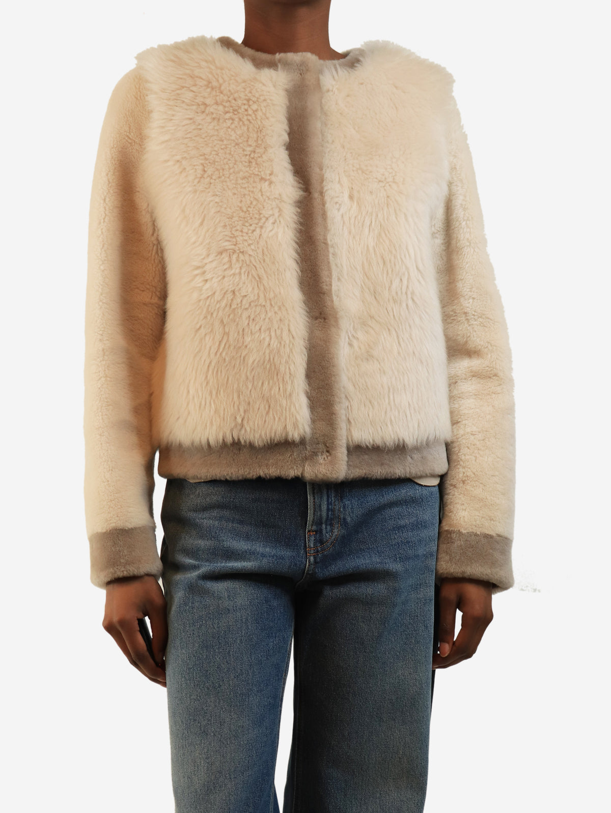 Cream shearling jacket - size UK 8
