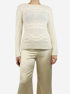 Maje Cream cable knit jumper - size UK 8