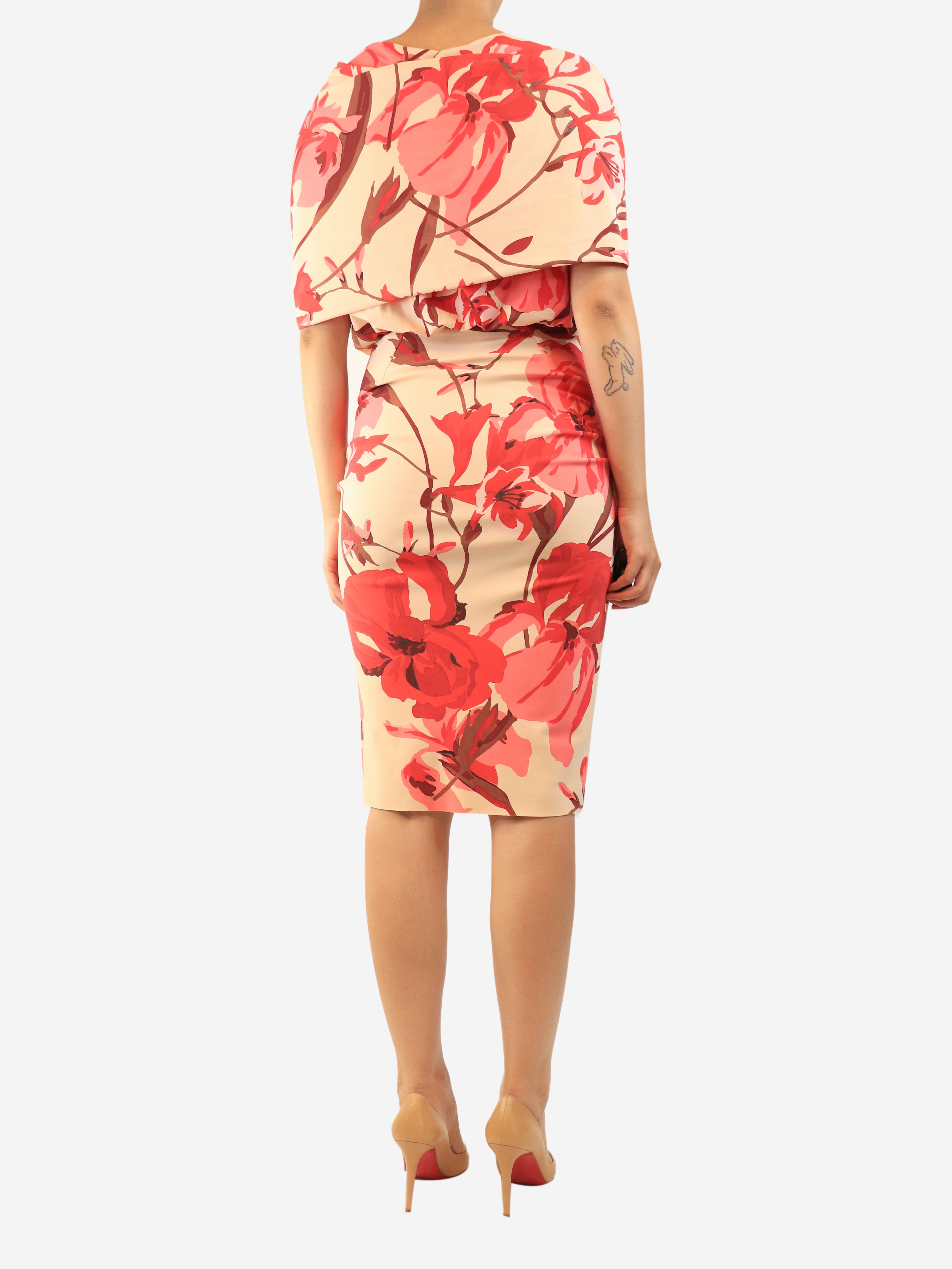 Pink Ivona floral printed midi dress - size UK 10