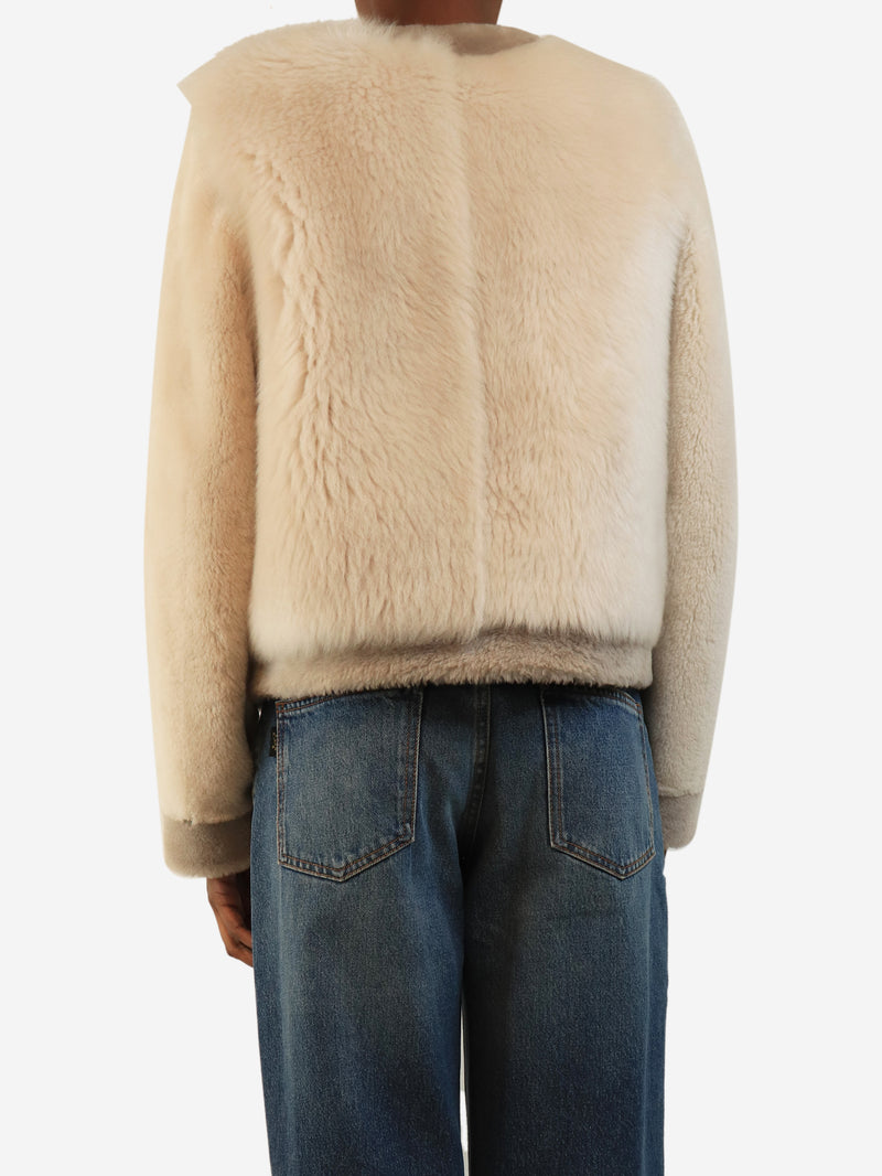Cream shearling jacket - size UK 8