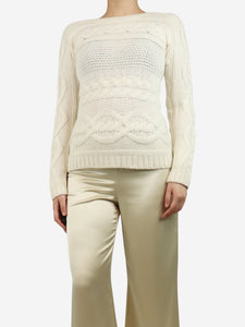 Maje Cream cable knit jumper - size UK 8