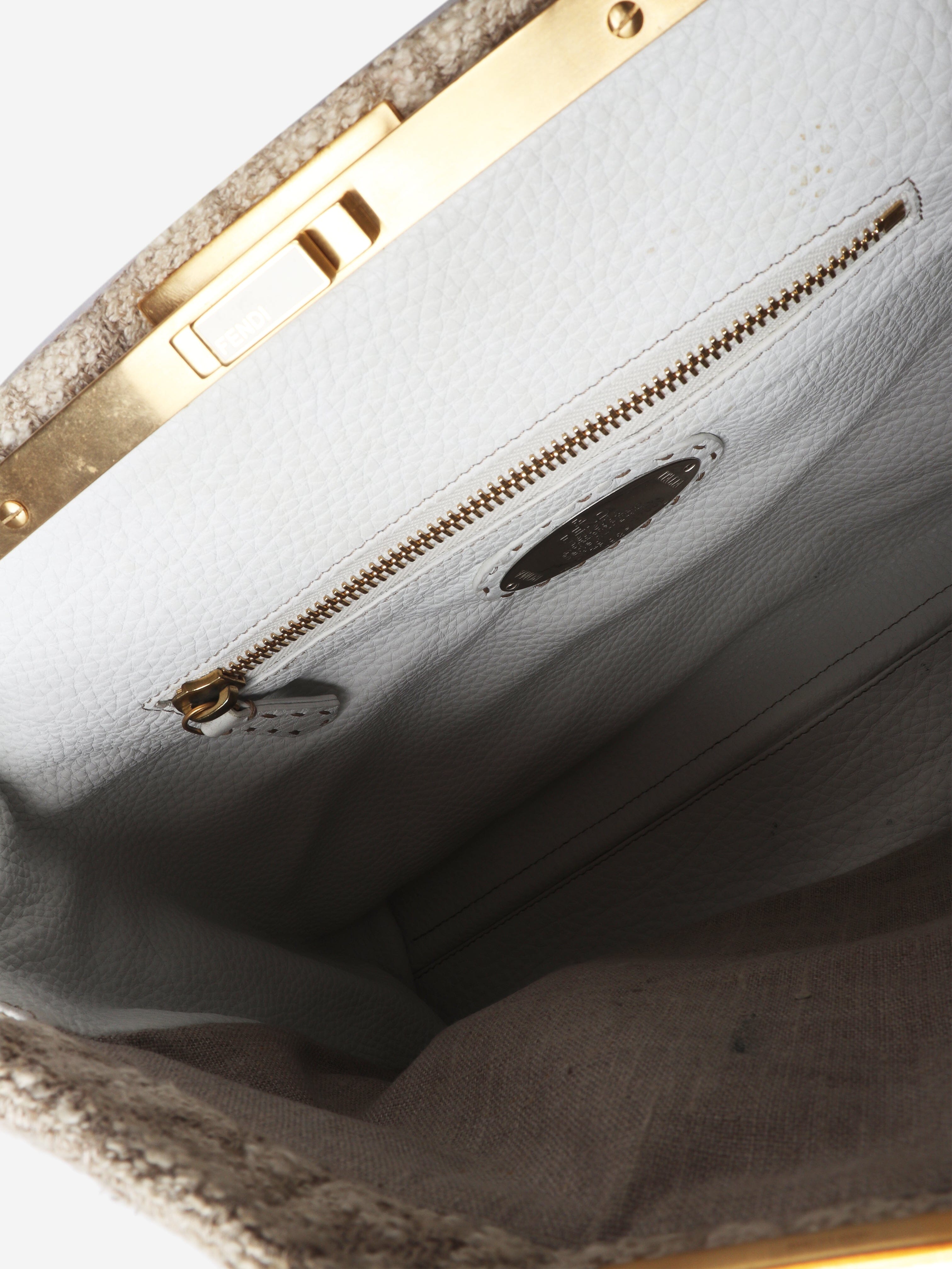 Neutral Peekaboo tweed shoulder bag Shoulder bags Fendi 