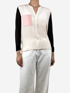 Sandro Pink colour-block silk shirt - size S