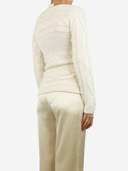 Cream cable knit jumper - size UK 8 alternate image