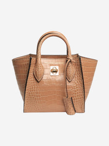 Ermanno Scervino Brown mini Maggie croc-embossed 2way bag