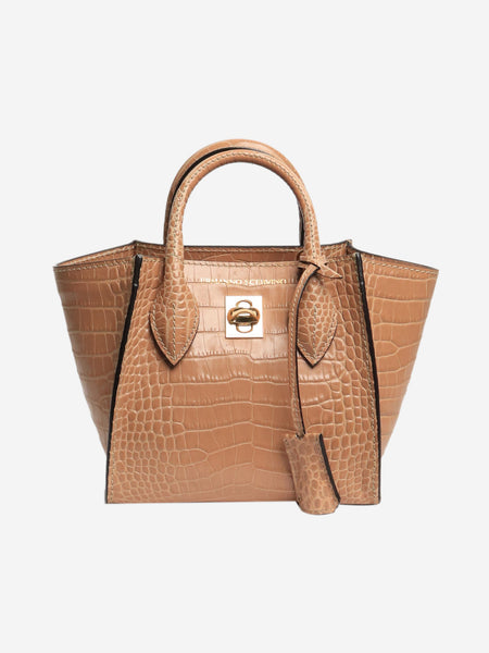 Brown mini Maggie croc-embossed 2way bag product image