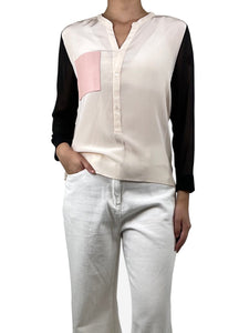 Sandro Pink colour-block silk shirt - size S