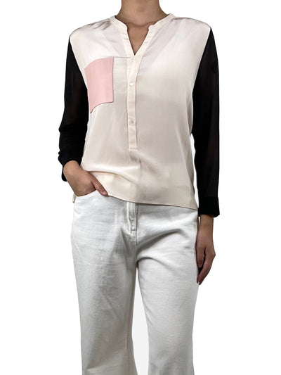 Pink colour-block silk shirt - size S Tops Sandro 