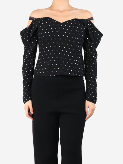 Black off-shoulder diamante top - size UK 8 Tops self-portrait 