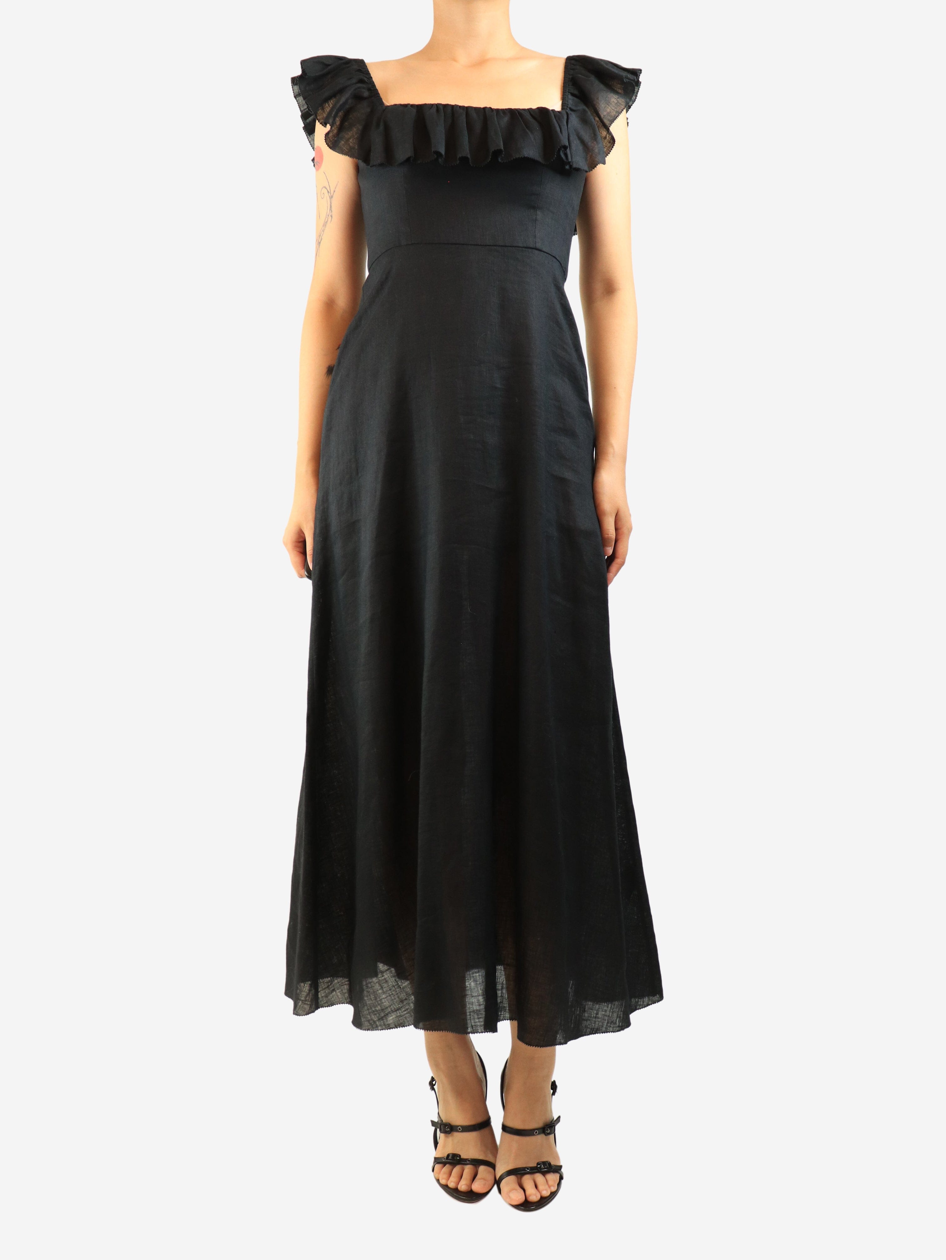 Black linen midi dress - size UK 10 Dresses Zimmermann 