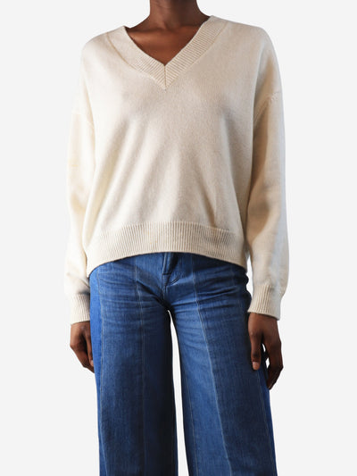 Cream cashmere v-neck jumper - size XS Knitwear Anine Bing 
