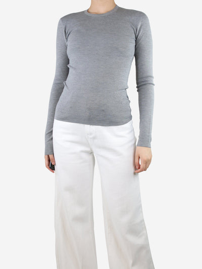 Grey long-sleeved silk stretch top - size S Tops Joseph 