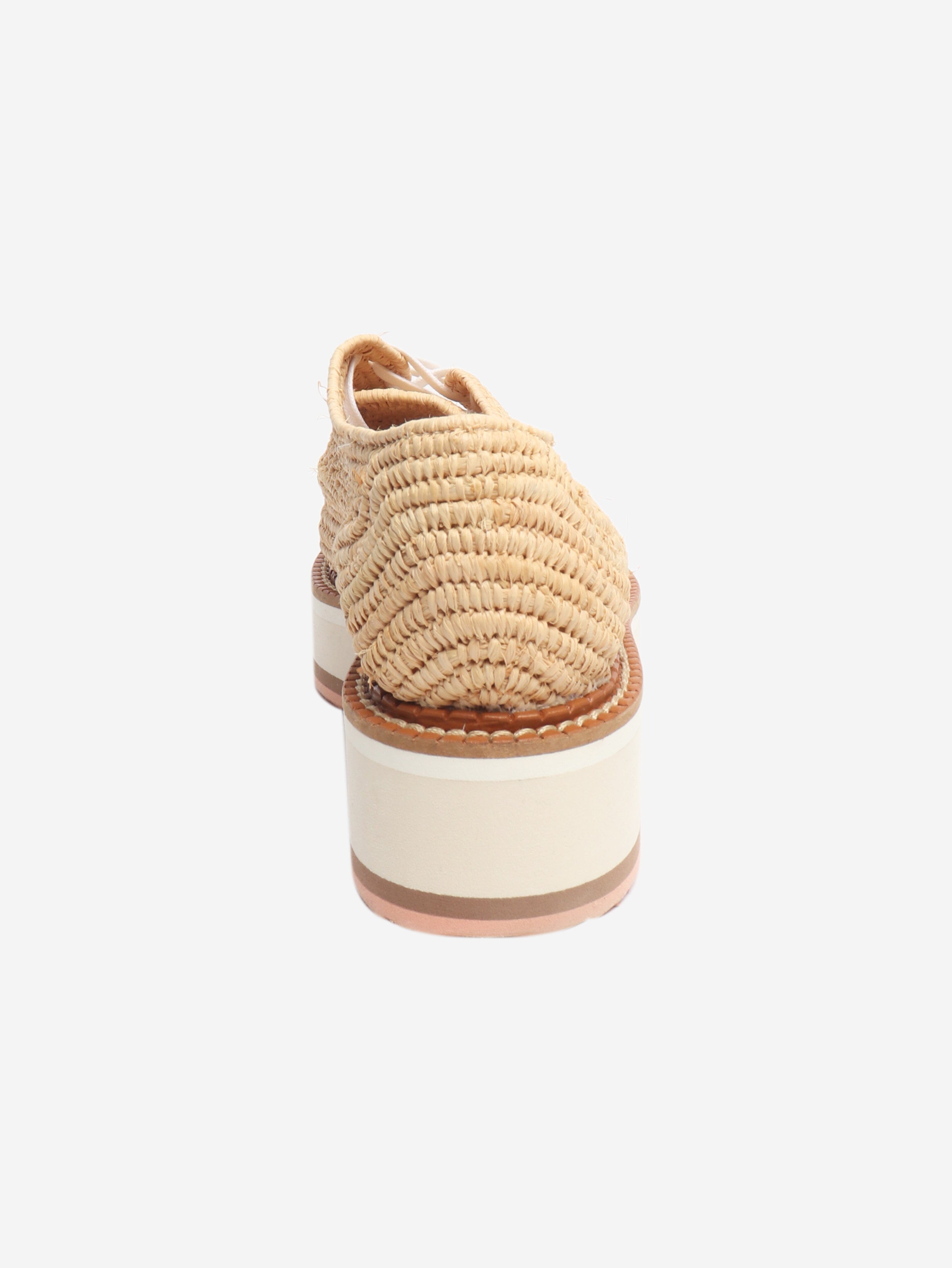 Neutral raffia platform shoes - size EU 39