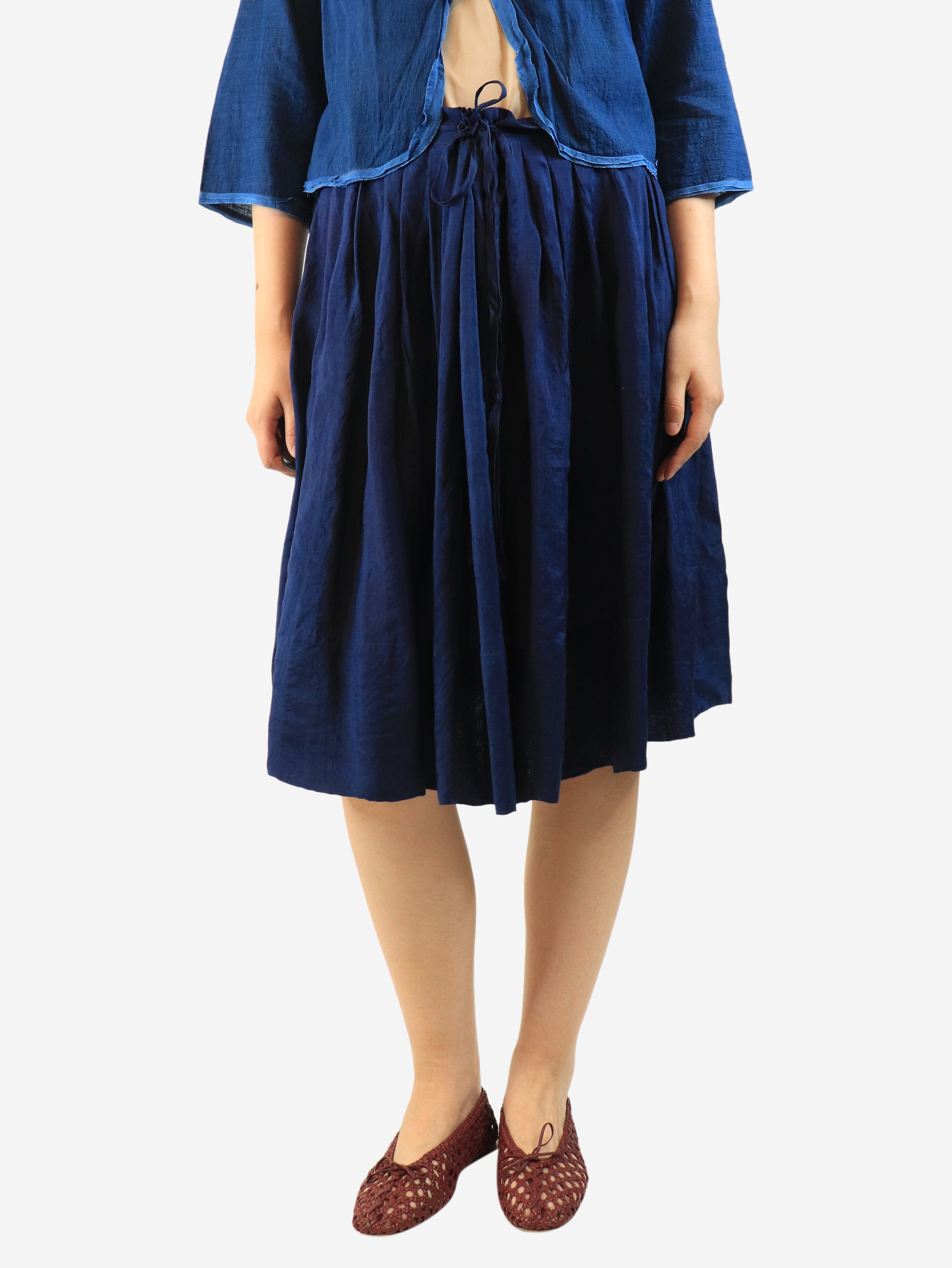Navy silk drawstring skirt - size OS Skirts Dosa 