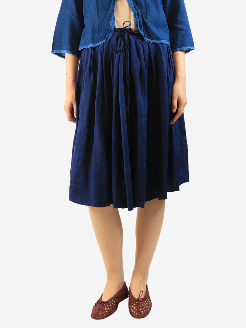 Navy silk drawstring skirt - size OS Skirts Dosa 