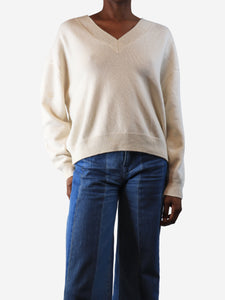 Anine Bing Cream cashmere v-neck jumper - size XS