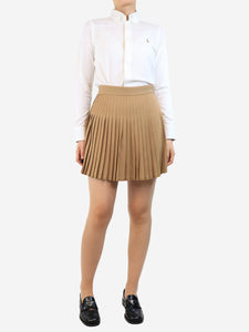 Peter Do Beige pleated mini skirt - size UK 8