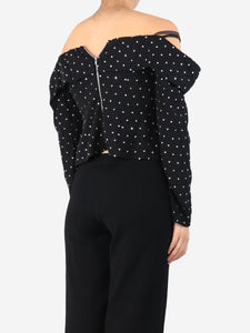 self-portrait Black off-shoulder diamante top - size UK 8